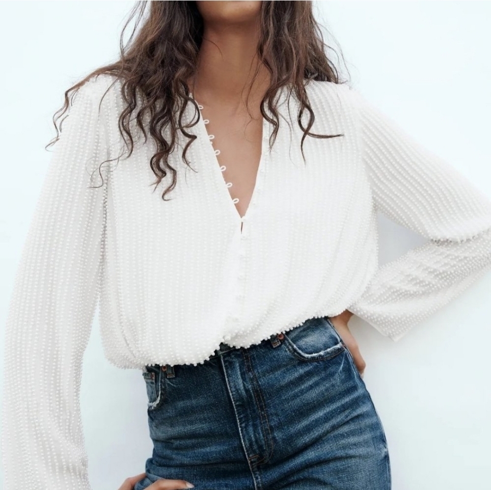 ZARA pearl top size M